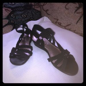 Black sandals. Like new. Small wedge heel.